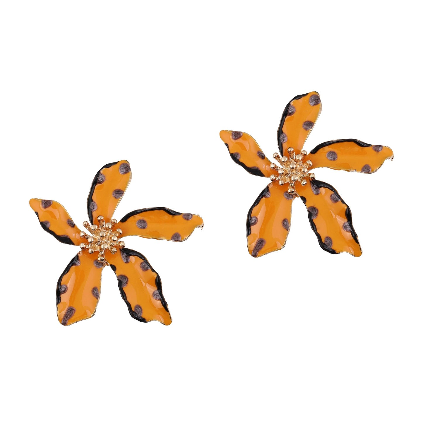 Chic and Unique Drop Oil Flower Earrings - Bold Polka Dot Alloy Jewelry for Women