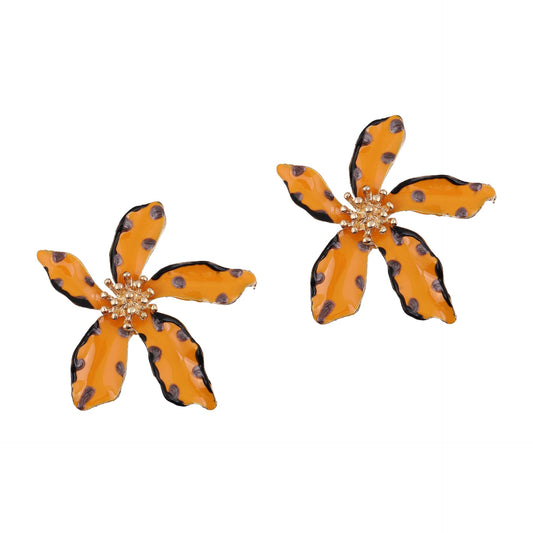 Chic and Unique Drop Oil Flower Earrings - Bold Polka Dot Alloy Jewelry for Women