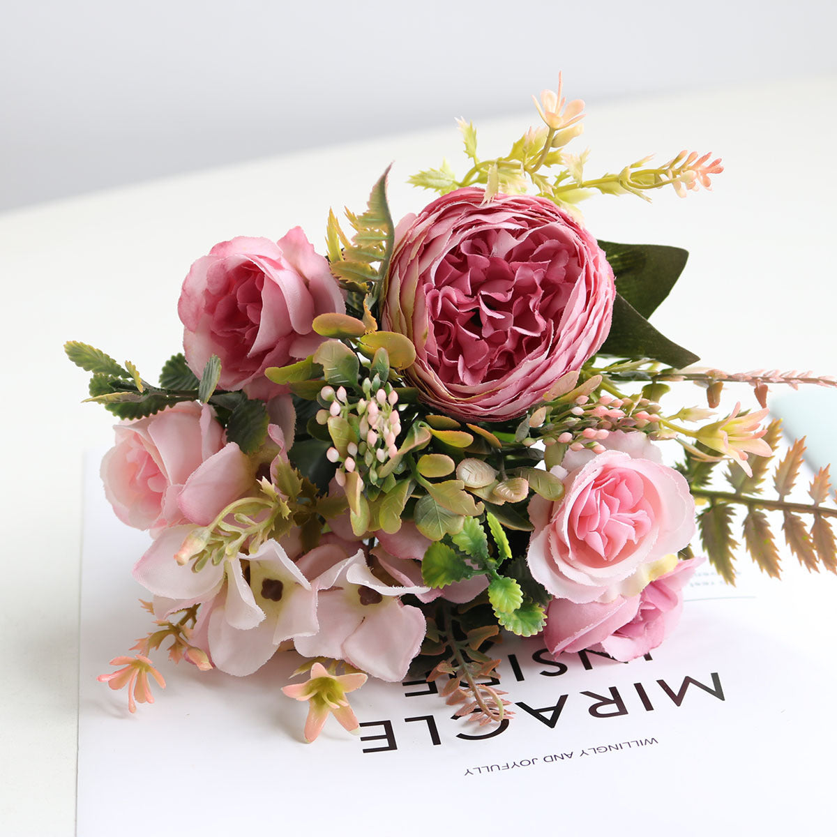 Lifelike Peony and Rose Hydrangea Bouquet - Perfect Nordic Home Decor Accent, Ideal for Weddings, Photography Props, and Unique Gifting