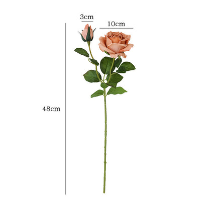 Realistic Artificial Rose Home Decor Single Stem Dual Flower Faux Silk Roses for Indoor Settings, Hotels, Weddings, and Special Events