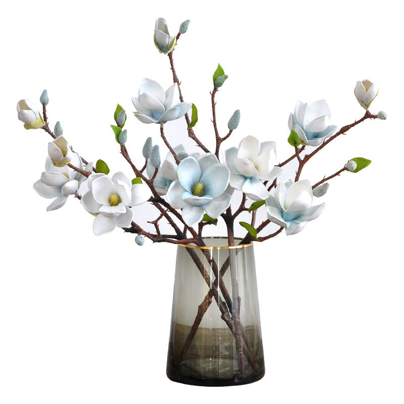 EVA Cotton Magnolia Flower – Lifelike 3-Head Artificial Floral Arrangement for Elegant Tea Rooms and Living Rooms