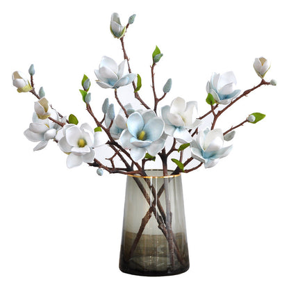 EVA Cotton Magnolia Flower – Lifelike 3-Head Artificial Floral Arrangement for Elegant Tea Rooms and Living Rooms