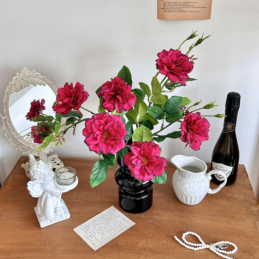 Vintage-Inspired Artificial Rose Flower Arrangement - Charming Faux Peonies for Elegant Living Room and Dining Table Decor - Perfect for Photography Props and Special Occasions