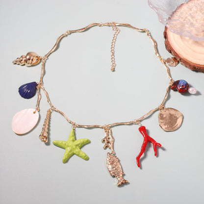 Bohemian Style Exaggerated Alloy Drip Oil Ocean-inspired Animal Pendant Necklace - Unique, Stylish, and Versatile Jewelry for Every Occasion