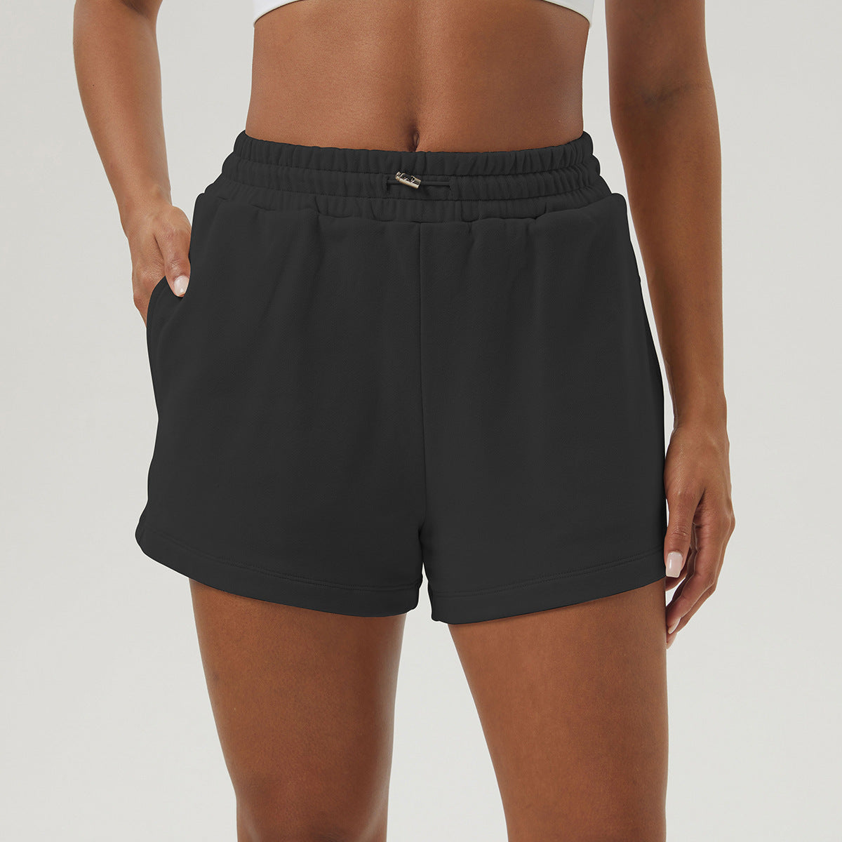 Versatile Women's Pocket Sporty Casual Shorts for Fall and Winter Breathable Quick Dry Adjustable Fit Ideal for Outdoor Morning Runs and Gym Workouts