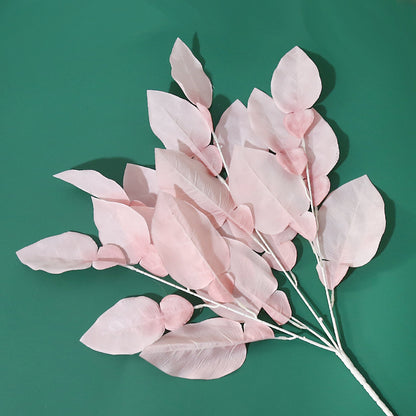 Realistic Faux Grapefruit Leaf Wedding Decoration: 4-Pronged Hanging Floral Accents with Versatile Persimmon Leaves for Stunning Event Décor