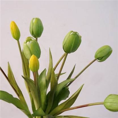 Elegant High-Quality Faux Tulip Bouquet - Soft Touch, Five Delicate Heads for Stunning Table Decor - Perfect for Home or Event Styling