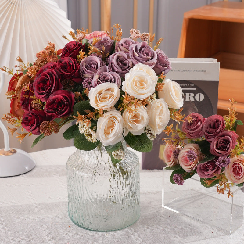 Luxurious European-Style Faux Floral Decoration: Elegant Table Centerpiece for Weddings and Home Decor - Perfect for Photography Props