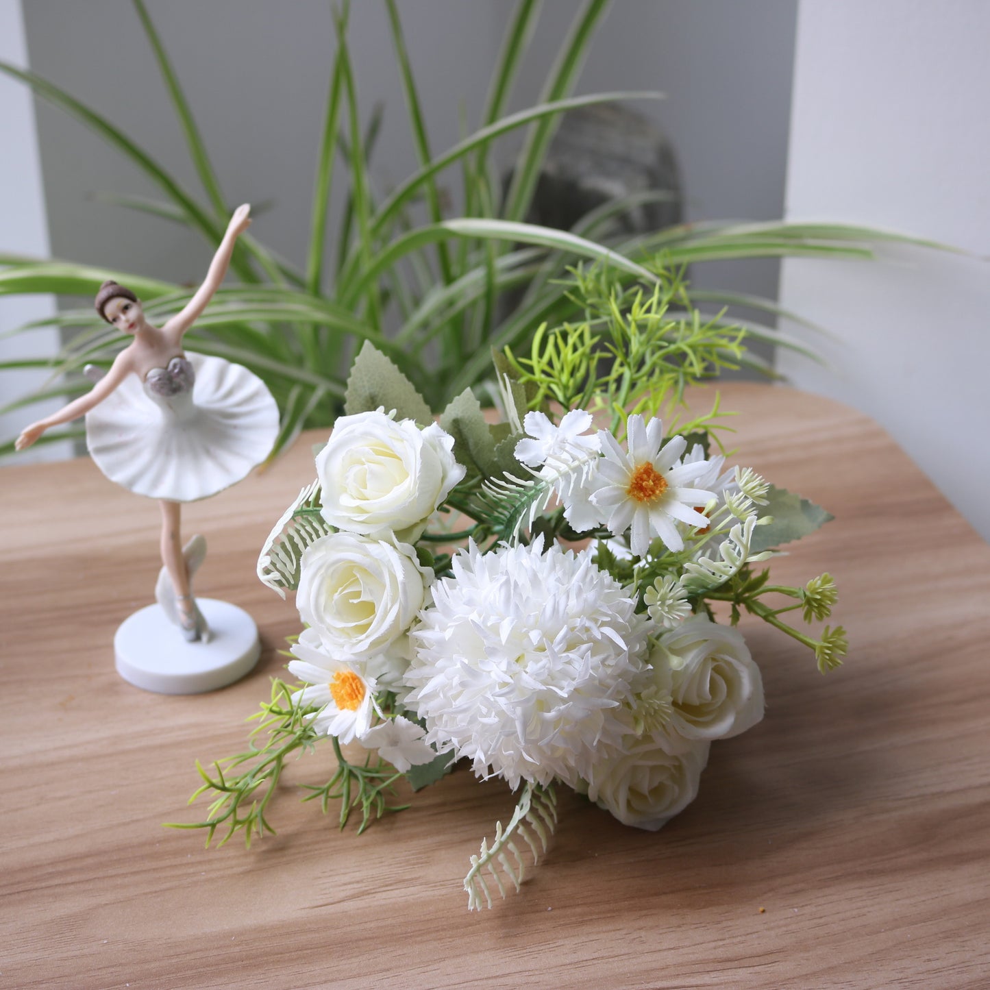 Charming Wildflower Headband with Scallion Ball Roses and Daisies - Perfect for Rustic Wedding Decor, Home Accents, & Photography Props