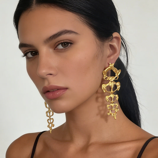 Stylish Vintage Statement Articulated Skeleton Dangle Earrings for Versatile Everyday Wear - Unique Design for Fashion-Forward Individuals