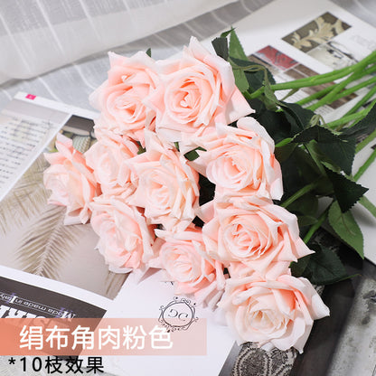 Realistic Gradient Silk Rose Flower Stem - Perfect for Weddings, Home Decoration, and Stylish Floral Arrangements