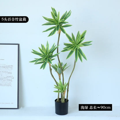 Realistic Green Potted Lily Bamboo Plant - Perfect for Home Decor, Interior Gardening, and Eco-Friendly Landscaping Showcase