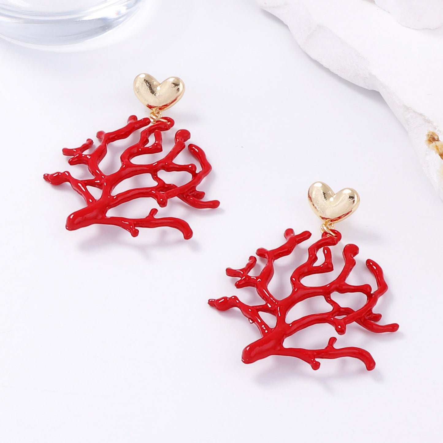 Artisan-Inspired Coral Pendant Earrings – Unique Ocean-Inspired Jewelry for a Relaxed Vacation Vibe – Versatile and Best-Selling Accessory