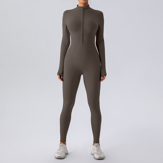 Zip Up Long Sleeve Yoga Bodysuit for Women Athletic Jumpsuit for Fitness Dance and Workouts ly Fitted Activewear Offering Comfort and Flexibility