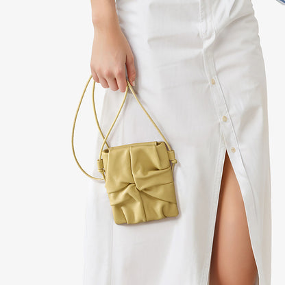 Spring Summer Genuine Leather Ruched Crossbody Bag for Women Unique Design Made from Cowhide for Everyday Elegance
