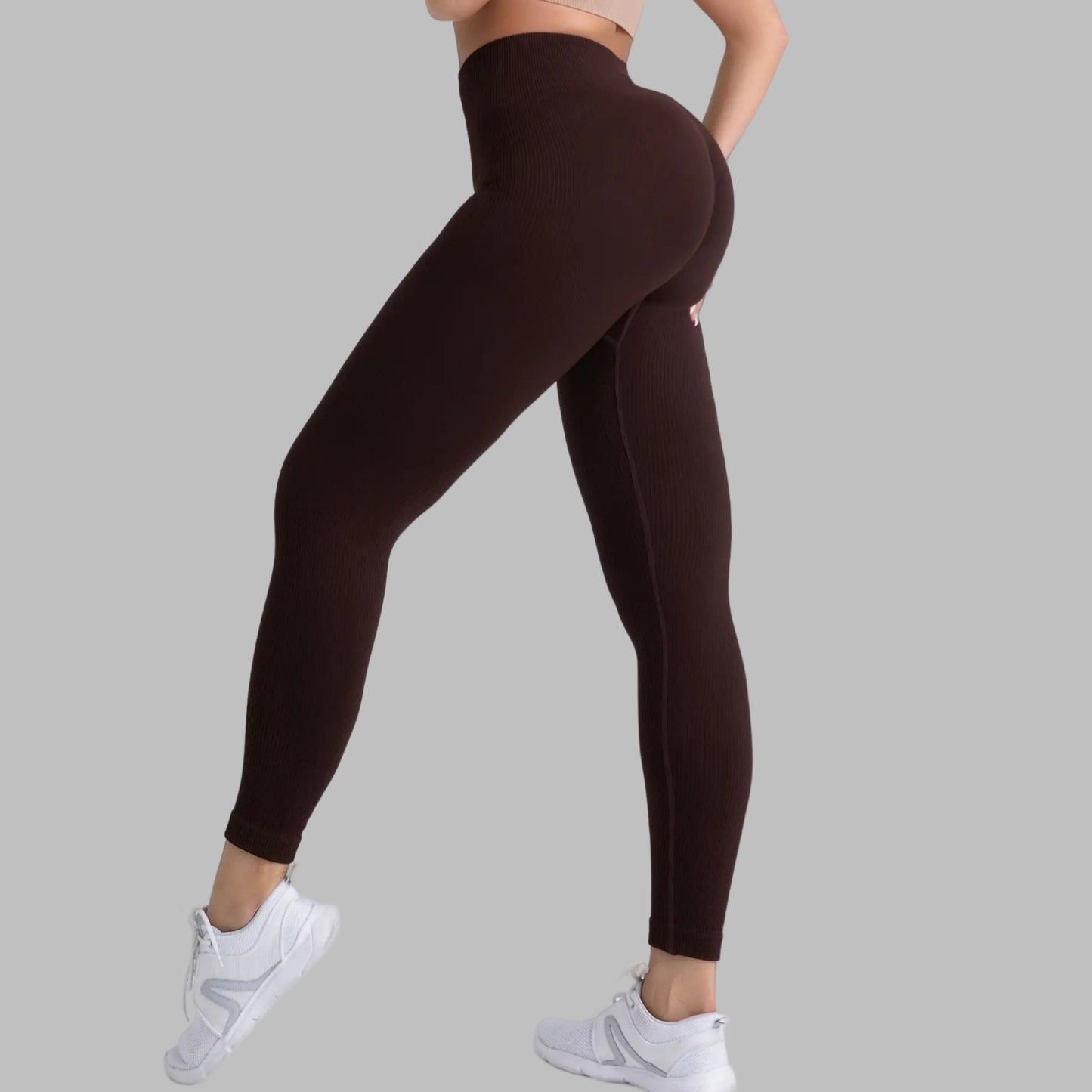 Autumn Winter Seamless Ribbed Yoga Pants for Women Quick Dry High Waisted Running Fitness Leggings