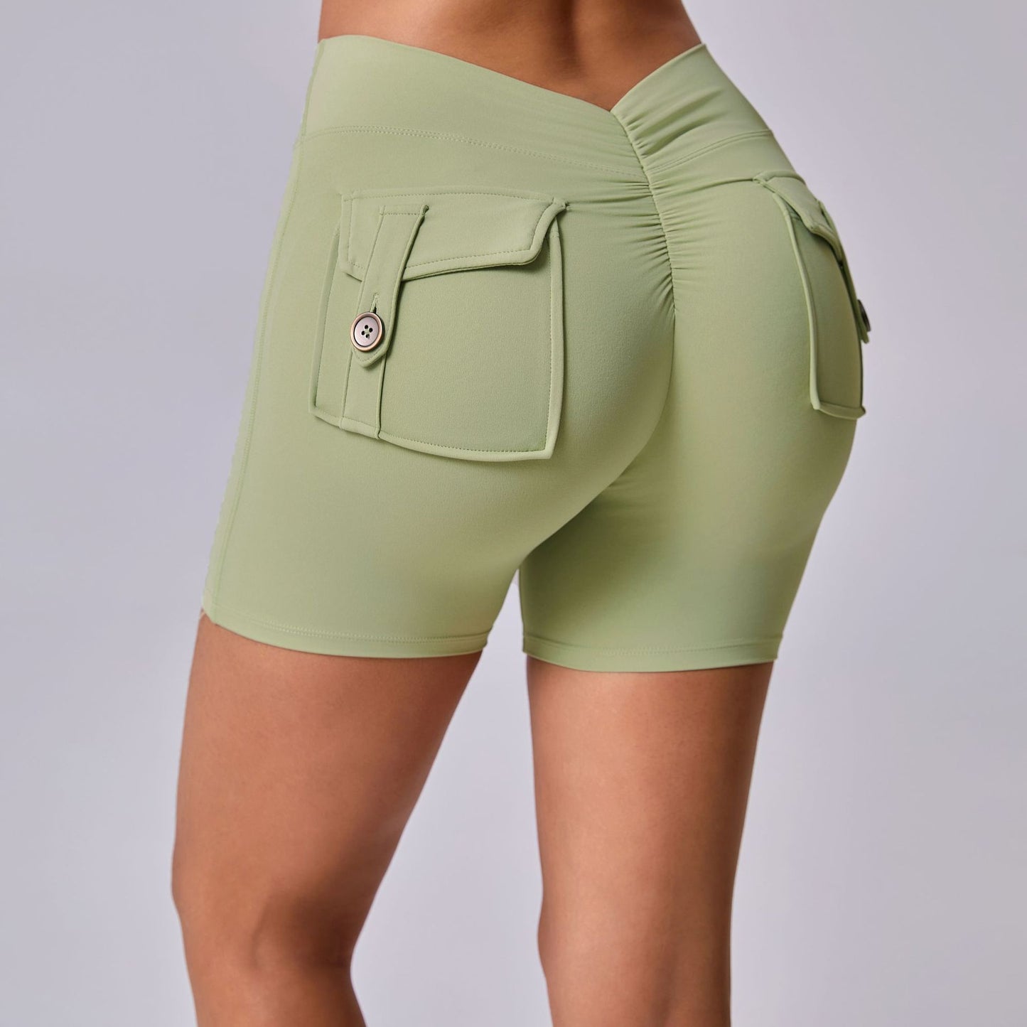 High Waisted Ruched Butt Lifting Yoga Shorts with Pockets Ultra Comfortable Peach Butt Gym Shorts for Enhanced Performance and Style