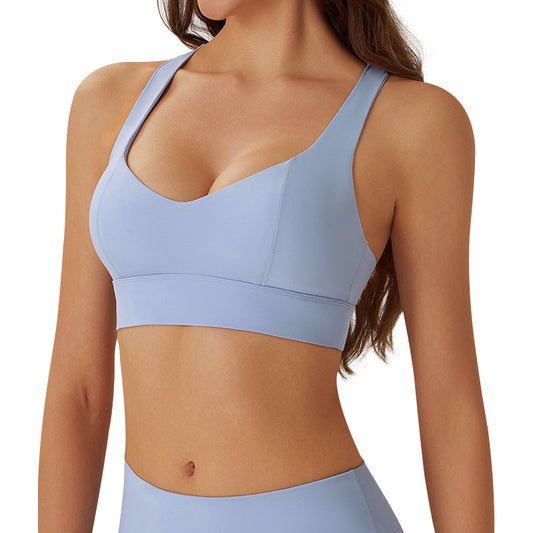 Hollow Out Back Sports Bra for Women with Removable Padding Supportive Shockproof and for Gym Workouts