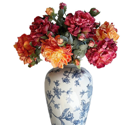 Stunning Faux Peony Flowers with Oil Painting Edges - Realistic 3-Head Home Decor Accents for Weddings and Events