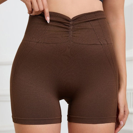 High Waisted Seamless Yoga Shorts for Women V Waist Ruched Peach Butt Outdoor Sports Shorts for Comfort and Style