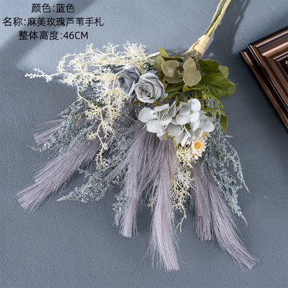 Stunning Artificial Wedding Bouquet with Beautiful Rose and Reed Design – Perfect Floral Decoration for Wall Decor