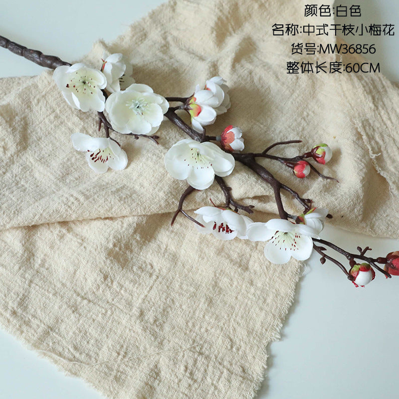 Realistic Plum Blossom Branch Faux Flower Bouquet - Elegant Plastic Home Decor for Living Room Vase Arrangements