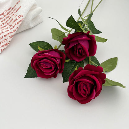 Elegant Single Velvet Faux Rose - Perfect for Valentine's Day, Wedding Decorations, and Hotel Accents - Luxurious and Realistic Floral Arrangement