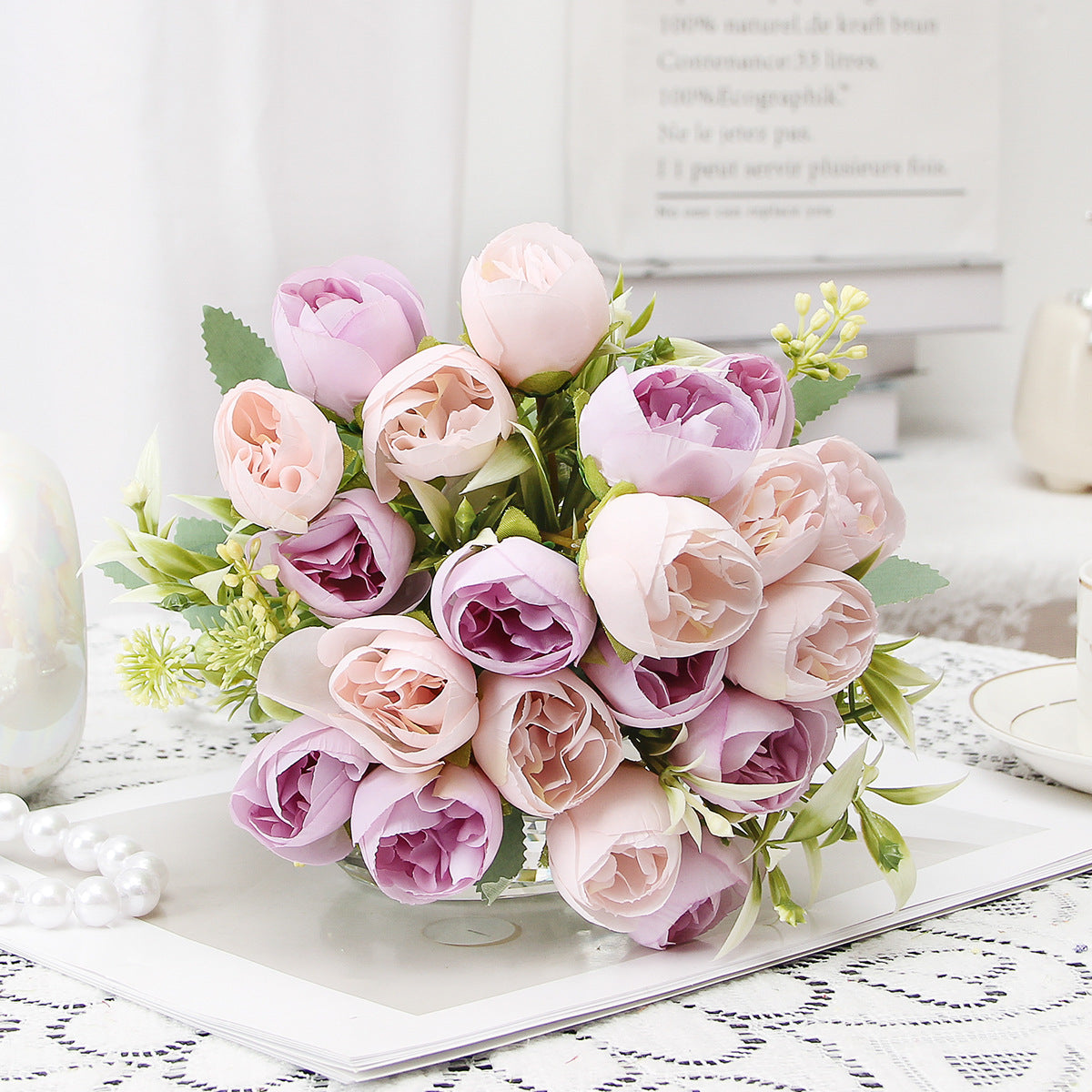 Dreamy Peony Flower Buds - Lifelike Faux Flowers for Home Decor - Stunning Rose-Inspired Artificial Bouquet for Timeless Elegance