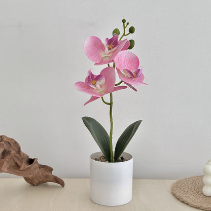 Realistic Orchid Potted Arrangement - Beautiful Artificial Plants for Home and Office Décor - Perfect for Table Centerpieces and Lasting Greenery