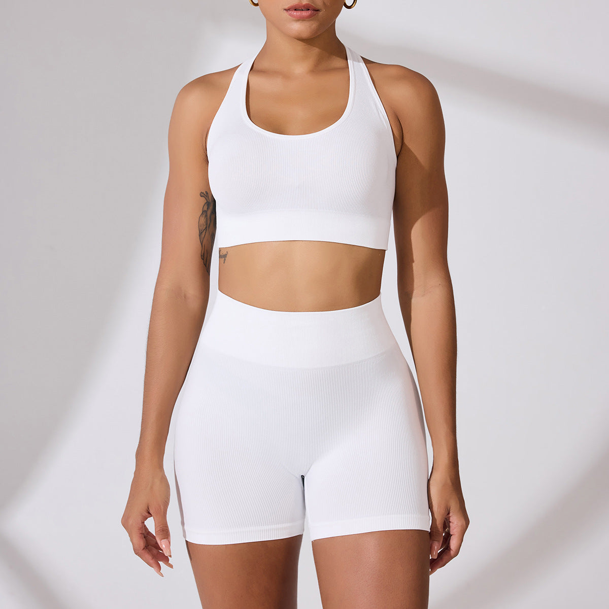 High Waisted Peach Butt Yoga Shorts and Bra Set for Outdoor Sports Comfortable Fit and Flattering Design