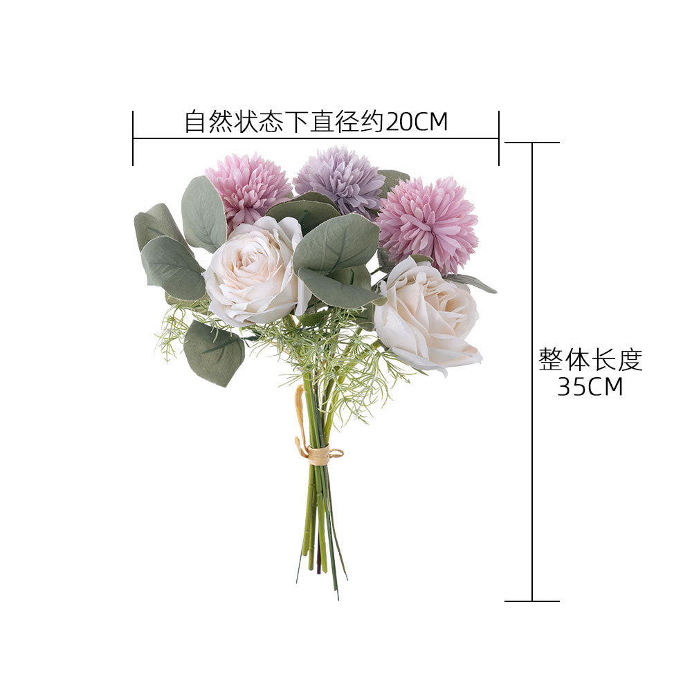 Elegant Artificial Wedding Bouquet - Realistic Rose Floral Arrangement for Home Décor | INS Style Greenery | YC1001