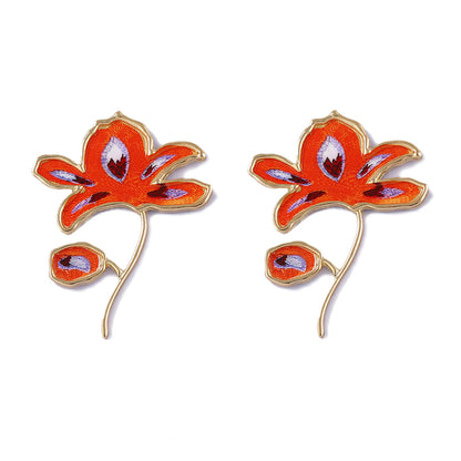 Chic Minimalist Exaggerated Design Alloy Floral Earrings - Unique Statement Jewelry for an Elegant Look