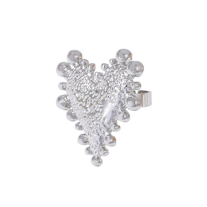 Retro Artistic Temperament Alloy Heart-Shaped Adjustable Ring - Unique Design for Effortless Everyday Style