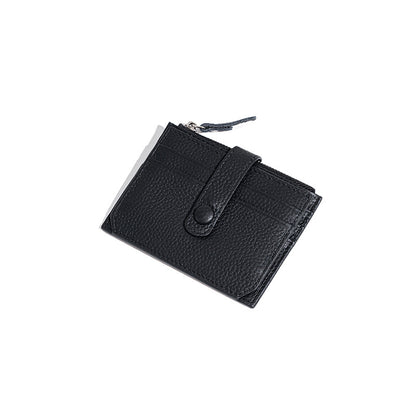 Genuine Leather Ultra Slim Card Holder with Multiple Slots Mini Wallet with Zippered Coin Pocket Grade Cowhide for Everyday Use Commuting Convenience