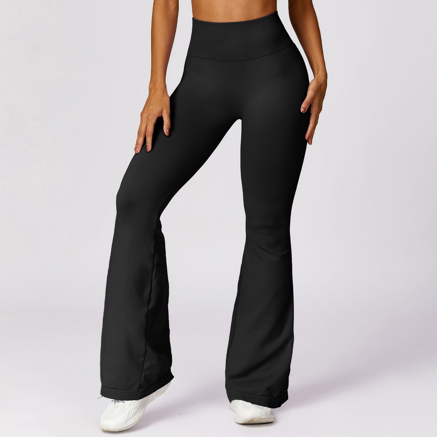 High Waisted Seamless Leggings with Flared Yoga Design Butt Lifting Abdomen Control and Comfortable Casual Sports Pants 7502