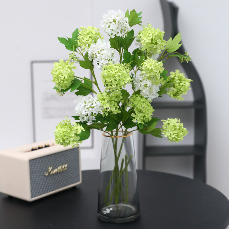 Stunning Faux Floral Arrangement for Home Decor – Perfect for Wedding Photography & Event Styling - 5-Head Artificial Hydrangea Cluster with Rustic Wood Accents