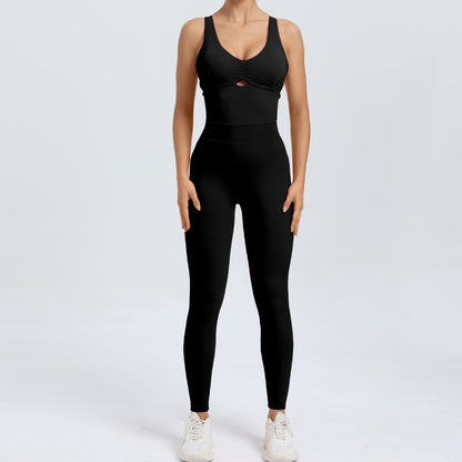 Cross Adjustable Shoulder Strap Bodysuit for Yoga Dance Fitness High Waisted Body Sculpting Peach Butt Enhancing Activewear