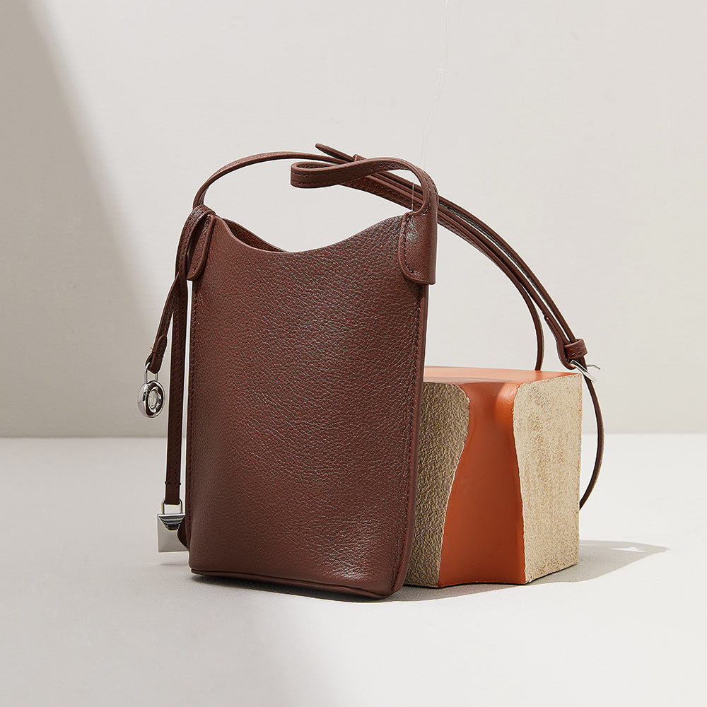 Genuine Leather Smartphone Bag Korean Inspired Mini Crossbody Bag for Fashion Forward Individuals