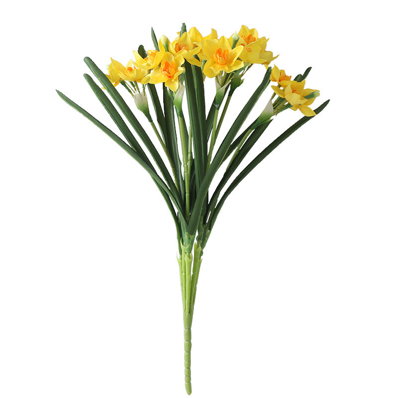 Realistic Artificial Yellow Daffodil Bouquet - Perfect Table Decor for Home and Office - Vibrant Indoor Decorative Flowers