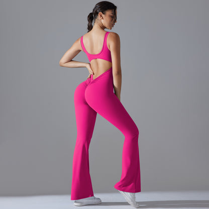 Sleek Solid Color High Back Bodysuit for Enhanced Lift Long Line Fit and Flattering Wide Leg Design for Running Fitness and Yoga