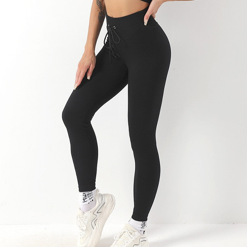 High Waisted Drawstring Yoga Pants for Women Butt Lifting Outdoor Fitness and Stretchy Leggings for Comfort Style