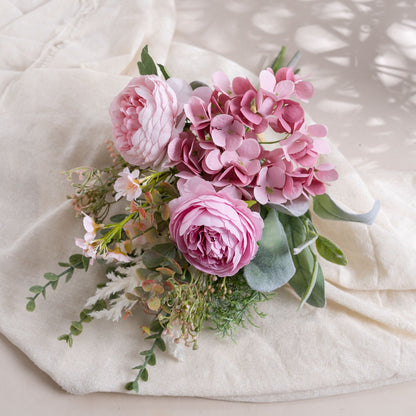 Elegant Hydrangea and Lotus Floral Handheld Bouquet - Perfect for Home Decor, Weddings, and Wall Art - CF01384