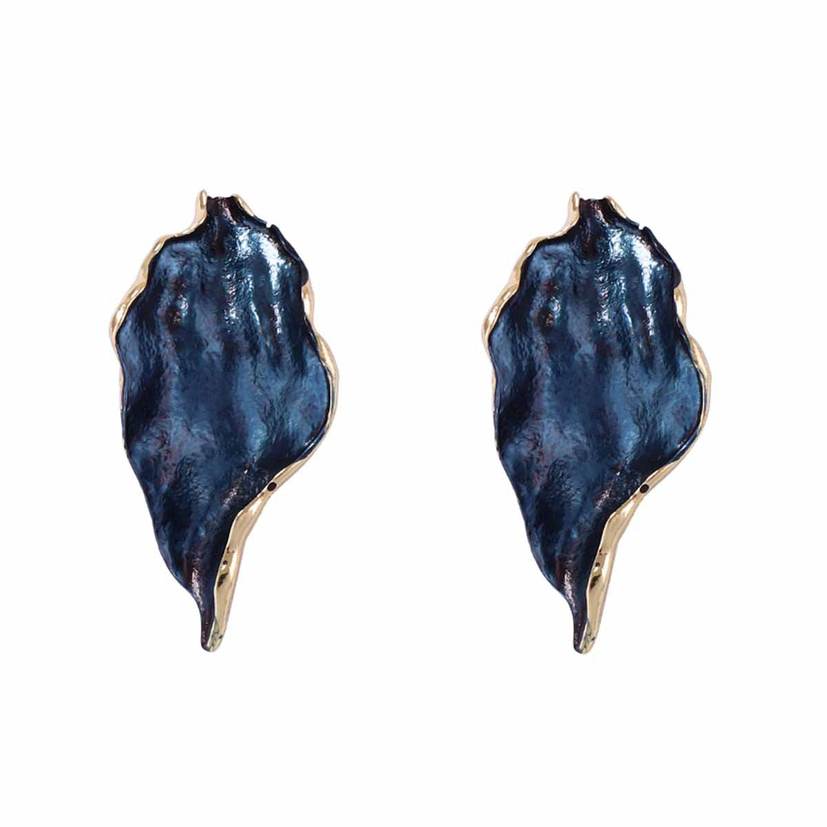 Trendy and Chic Irregular Pleated Alloy Drop Oil Leaf Earrings – Versatile Accessory for Everyday Elegance