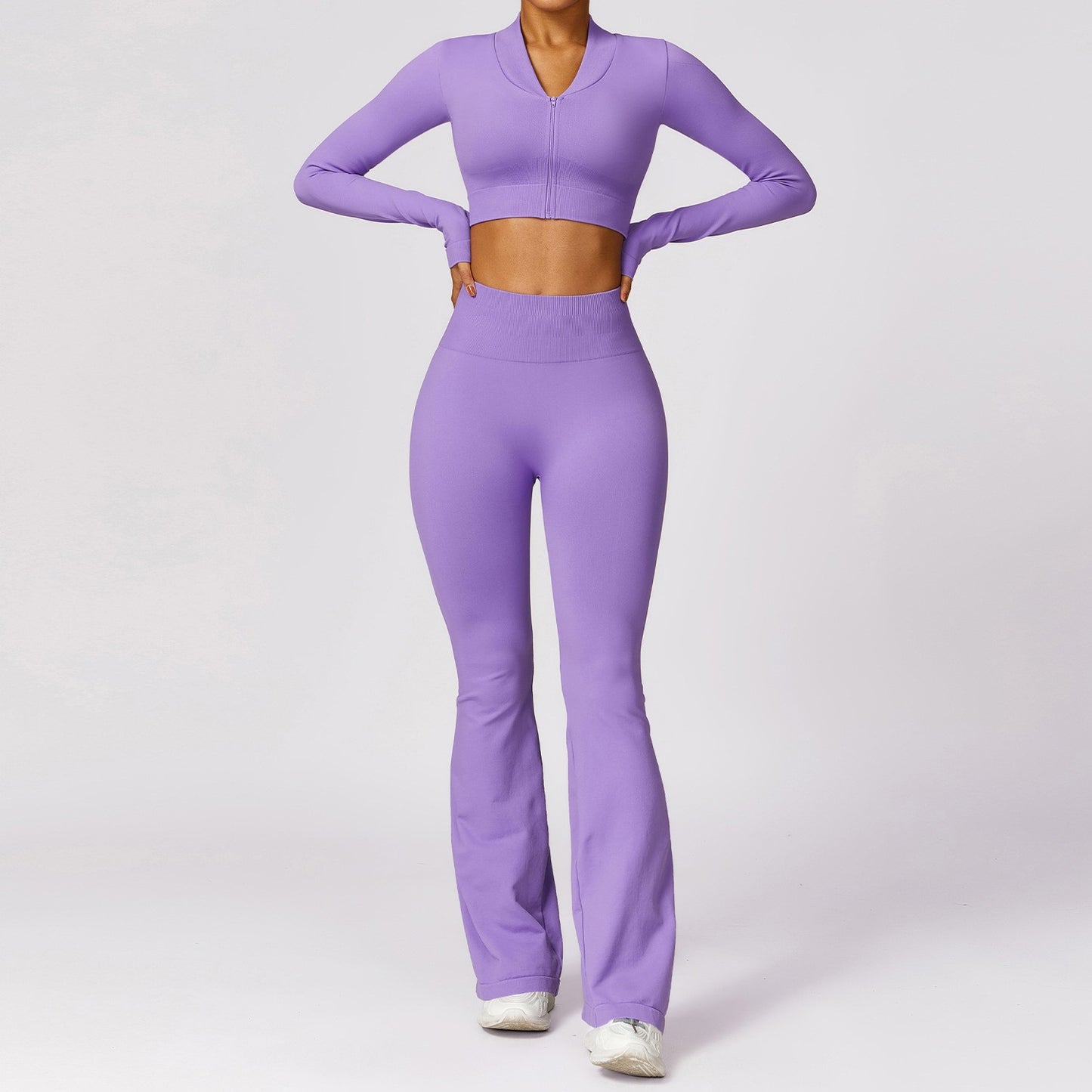 Seamless Slim Fit Yoga Set for Women Backless Design Butt Lifting Effect and Flared Leg Athleisure for Comfort and Flexibility