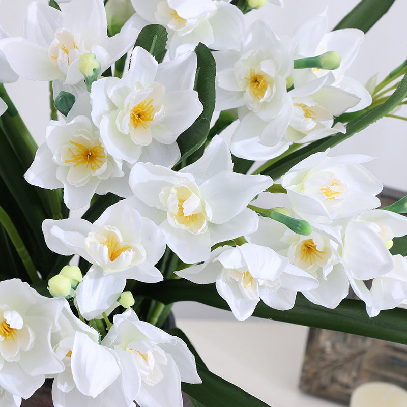 Realistic Artificial Yellow Daffodil Bouquet - Perfect Table Decor for Home and Office - Vibrant Indoor Decorative Flowers