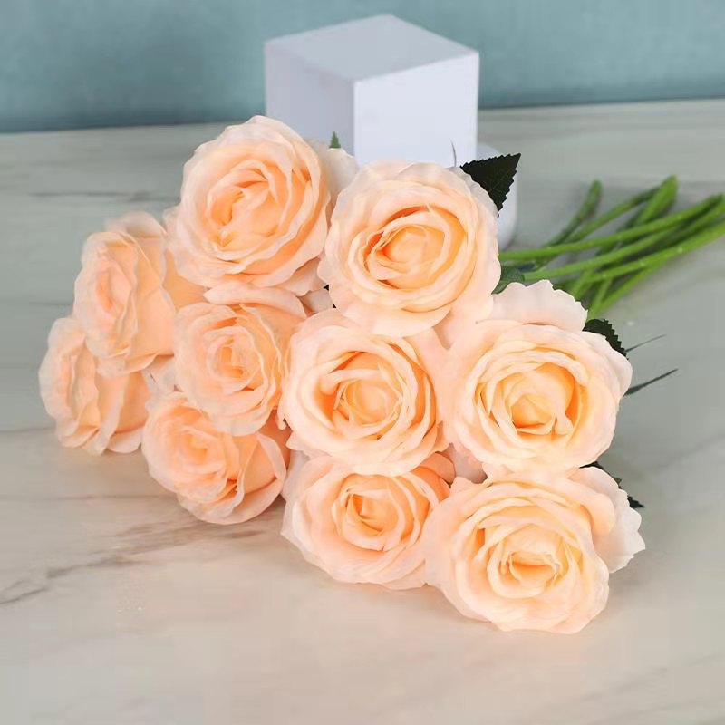 Realistic Gradient Silk Rose Flower Stem - Perfect for Weddings, Home Decoration, and Stylish Floral Arrangements