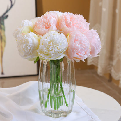 Realistic 5-Head Peony Artificial Flowers for Wedding Decor, Living Room Centerpiece, Kitchen Arrangement – Lifelike Faux Flowers Perfect for Home Decoration