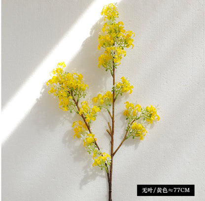 Realistic Golden Osmanthus Branch - Stunning Home Decor Artificial Green Plant Fake Flowers - Perfect for Photography Props and Elegant Interior Design