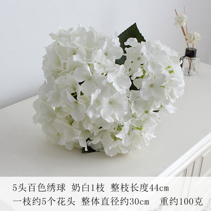 Elegant 5-Head Hydrangea Artificial Flowers - Realistic Silk Floral Arrangements for Weddings, Events, Hotels, and Home Decor