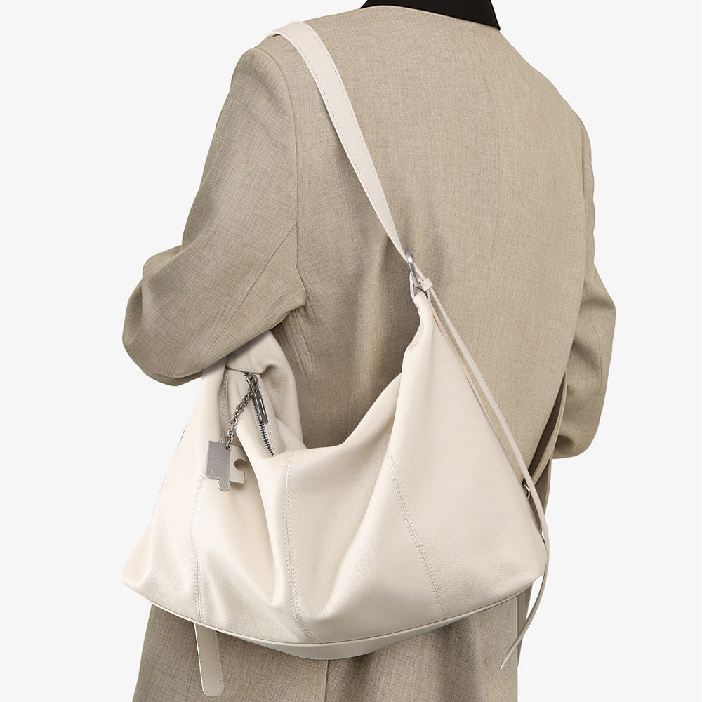 Sleek and Spacious Xiaomi Grain Texture Genuine Leather Tote Bag for Women Versatile Commuter Handbag for Urban Living